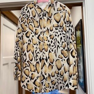 Equipment silk animal print button down blouse